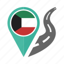 country, flag, kuwait, location, nation, navigation, pin