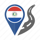 country, flag, location, nation, navigation, paraguay, pin