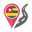 country, flag, location, nation, navigation, pin, togo 
