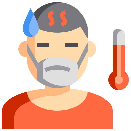 Covid, feverish, hot, mask, sick, thermometer, watch out icon - Free download