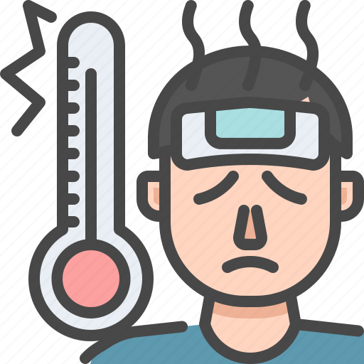 Fever, man, high, flu, temperature, thermometer, symptom icon - Download on Iconfinder