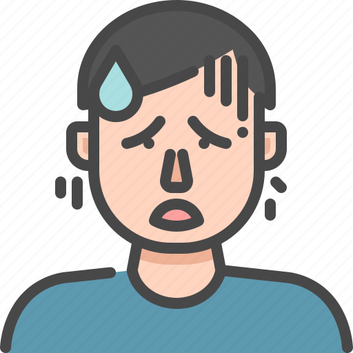 Tired, man, weak, fatigued, avatar, sweat, hot icon - Download on Iconfinder