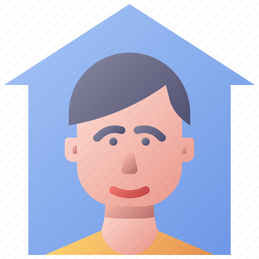 Stay, home, quarantine, live, house, man, male icon - Download on Iconfinder