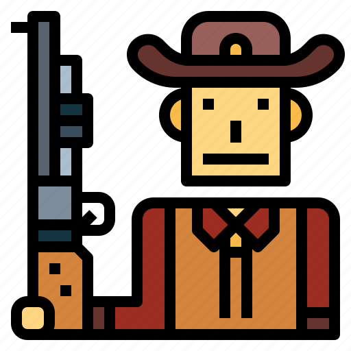 Cowboy, shotgun, hunter, man, hat icon - Download on Iconfinder