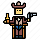 cowboy, sit, man, western, hat