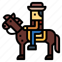 cowboy, riding, horseback, horse, hat