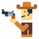 cowboy, shoot, western, gun, hat