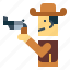 cowboy, shoot, western, gun, hat 