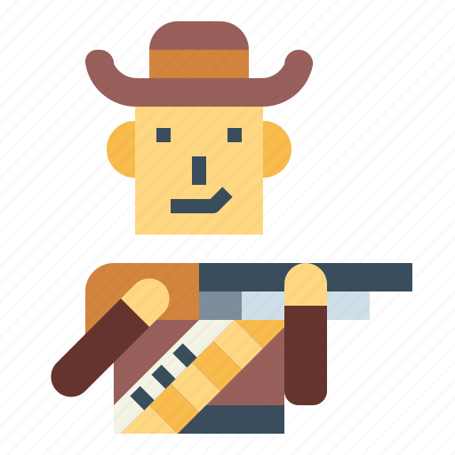 Cowboy, shotgun, hunter, man, hat icon - Download on Iconfinder