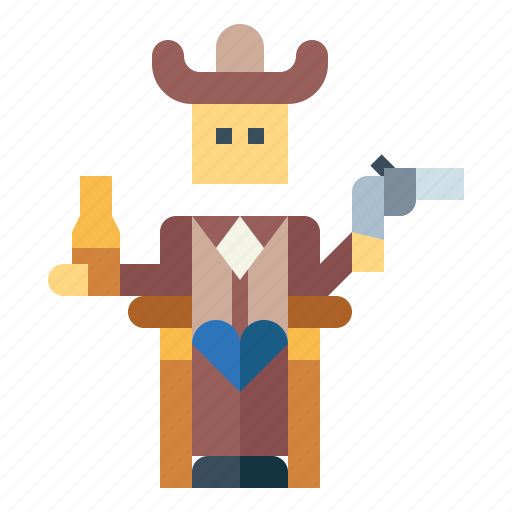 Cowboy, sit, man, western, hat icon - Download on Iconfinder