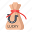 good luck, lucky bag, cowboy bag, loot bag, money bag 
