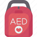 aed, machine, defibrillator, emergency, healthcare