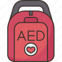 aed, machine, defibrillator, emergency, healthcare