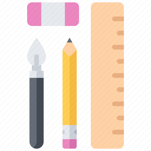 Artisan, craft, handmade, pencil, peneraser, ruler, tool icon - Download on Iconfinder