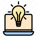 creative, idea, light, bulb, bright, laptop, device