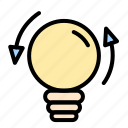 creative, idea, bulb, light, arrow, bright, lamp