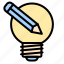 creative, idea, pencil, bulb, light, bright, lamp 