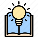 creative, idea, light, bulb, bright, book, reading