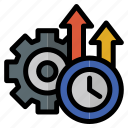 productivity, arrows, economy, time, gear, up arrow, business, business and finance
