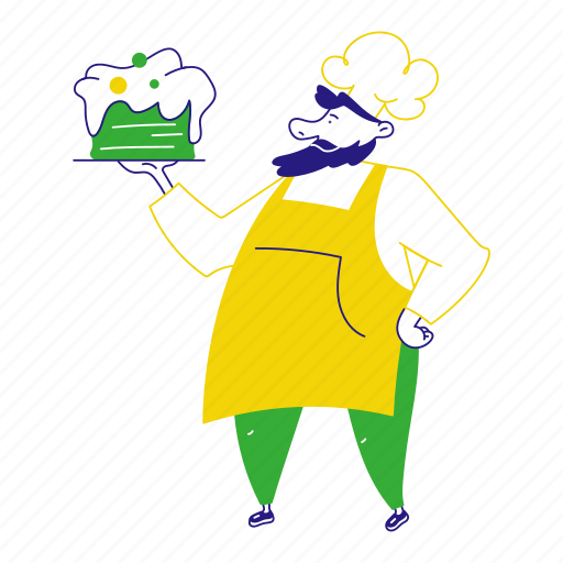 Cook, delicious, cake, kitchen, dessert, chef, cooking illustration - Download on Iconfinder