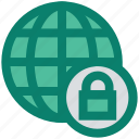 cyber security, lock, protect, security, world globe 