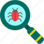 bug, search, seo, magnifier, magnifying 