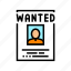 wanted, poster, crime, scene, police, evidence 