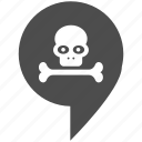 death, head, pointer, rip, skull, location, map