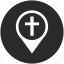 christian, church, map, place, pointer, sign, navigation 
