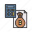 balance, calculator, money bag, currency, coin 