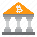 bank, bitcoin, cryptocurrency, building, digital, currency