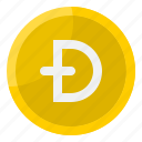 dogecoin, bitcoin, cryptocurrency, coin, digital, currency
