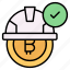 proof of work, cryptocurrency, bitcoin, currency, helmet, money, exchange 