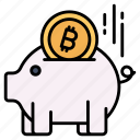 bitcoin, deposit, piggy, bank, cryptocurrency, savings, investment