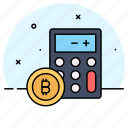 bitcoin, calculator, accounting, calculation, reckoner, cryptocurrency, totalizer