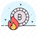 bitcoin, cryptocurrency, loss, crises, crypto, fire, flame