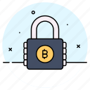 bitcoin, cryptocurrency, digital, lock, access, padlock, latch