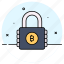 bitcoin, cryptocurrency, digital, lock, access, padlock, latch 