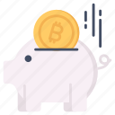 bitcoin, deposit, piggy, bank, cryptocurrency, savings, investment