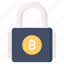 bitcoin, cryptocurrency, digital, lock, access, padlock, latch 