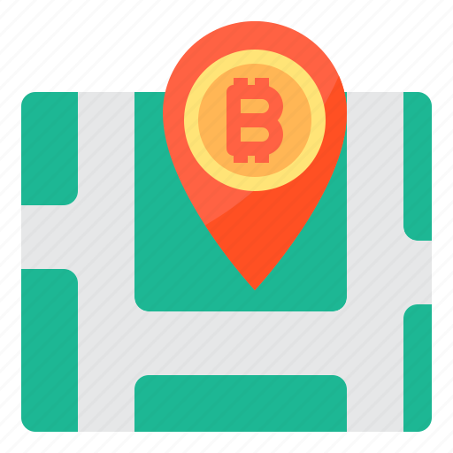Bitcoin, cryptocurrency, location, map, money icon - Download on Iconfinder