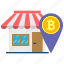 accepted, bitcoin, building, cryptoicons, market, shop, store 