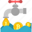 bitcoin, business, coins, cryptoicons, faucet, money, pipe 