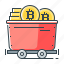 bitcoin, coin, cryptocurrency, mining, trolley 