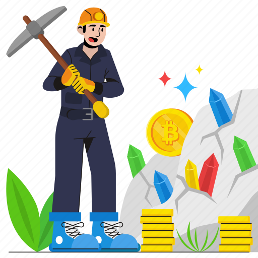 Cryptocurrency, blockchain, digital currency, investment, mining, mine, mining cryptocurrency illustration - Download on Iconfinder