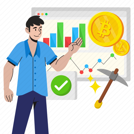 Cryptocurrency, blockchain, digital currency, investment, dashboard, mining cryptocurrency, crypto mining illustration - Download on Iconfinder