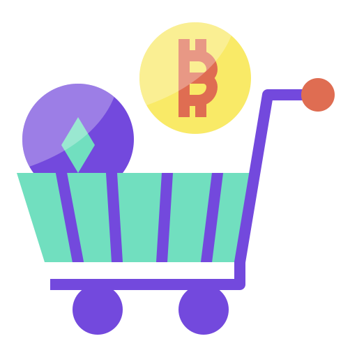 Shopping, basket, digital, asset, cryptocurrency, coin, money icon - Free download