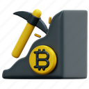 mining, blockchain, crypto, cryptocurrency, bitcoin, pickaxe, coin, 3d