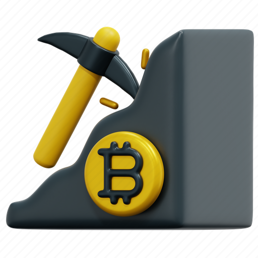 Mining, blockchain, crypto, cryptocurrency, bitcoin, pickaxe, coin 3D illustration - Download on Iconfinder