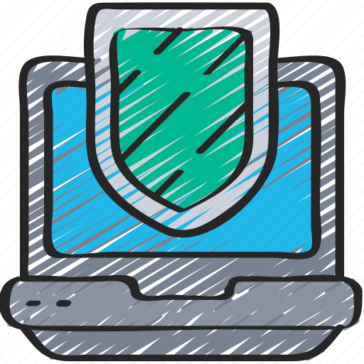 Cryptography, laptop, shield icon - Download on Iconfinder
